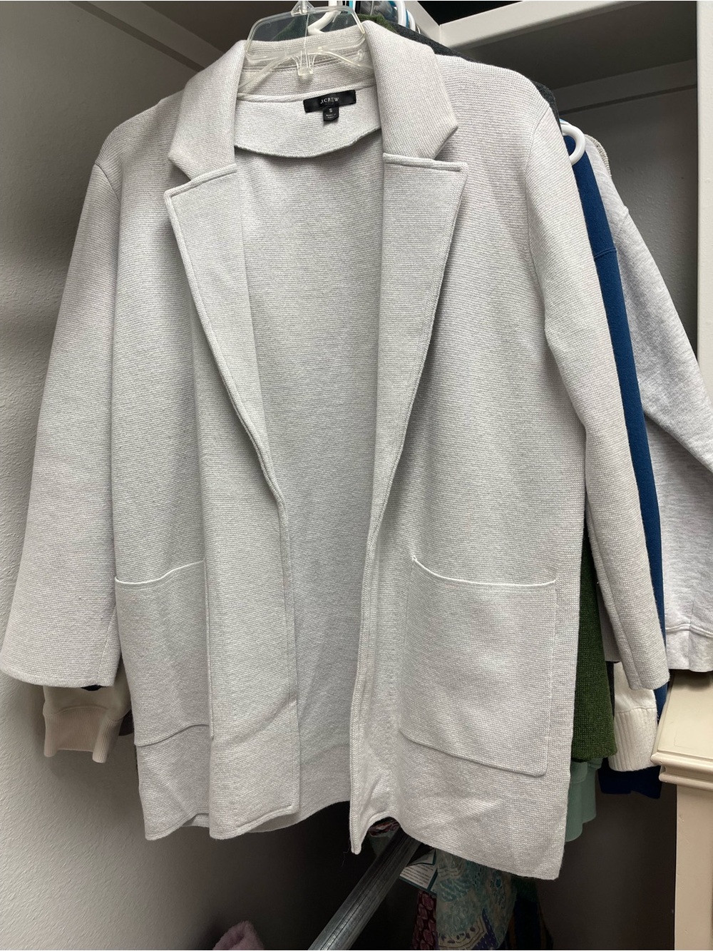 J. Crew Light Gray Open-Front Knit Cardigan Blazer